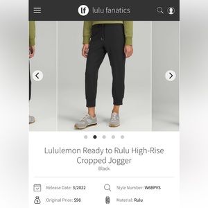 Lululemon Ready to Rulu High-Rise Cropped Jogger